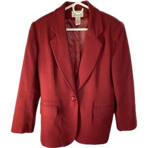 Vintage Worthington Petite Berry Red Single Button Blazer 10P Womens